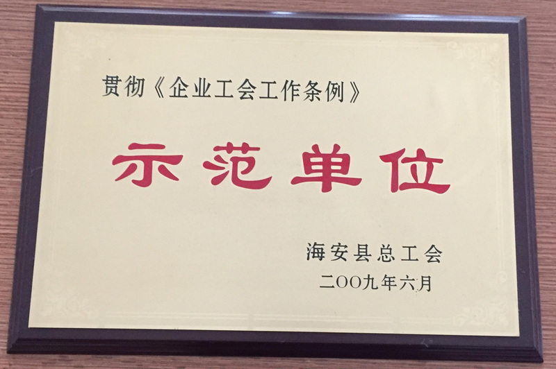 2009年度贯彻《企业工会工作条列》示范单位